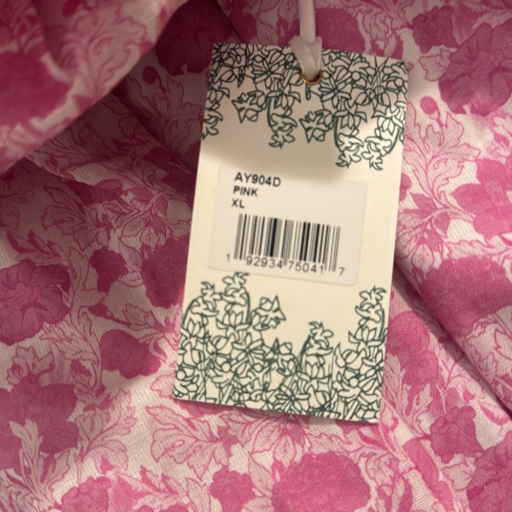 🌸 HYACINTH HOUSE Pink and White Floral Mimi Midi Dress XL 🌸 - Picture 7 of 9